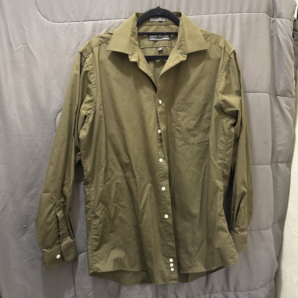 DAVID TAYLOR collared long sleeve dress shirt size 16 - 34/35 Green